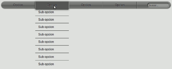 Demo menu desplegado con display: none