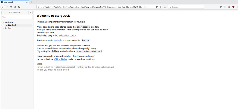 Entorno con storybook lanzado